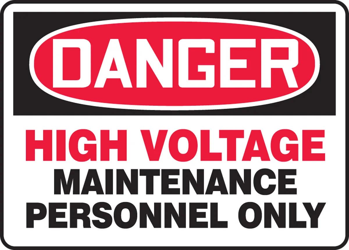 AccuformNMC MELC051 OSHA Danger Safety Sign, High Voltage - Maintenance Personnel Only, 10" H x 14" W