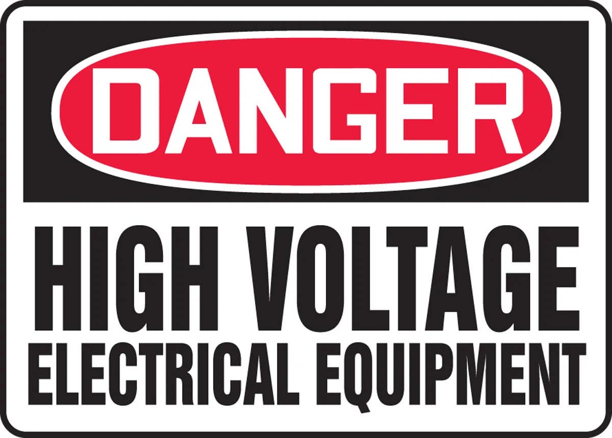 AccuformNMC MELC OSHA Danger Safety Sign, High Voltage, Electrical Equipment, 10" H x 14" W