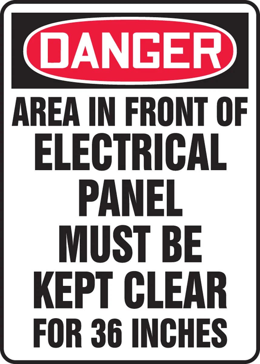 AccuformNMC MELC061 OSHA Danger Safety Sign, Area In Front Of Electrical Panel Must Be Kept Clear..., 14" H x 10" W