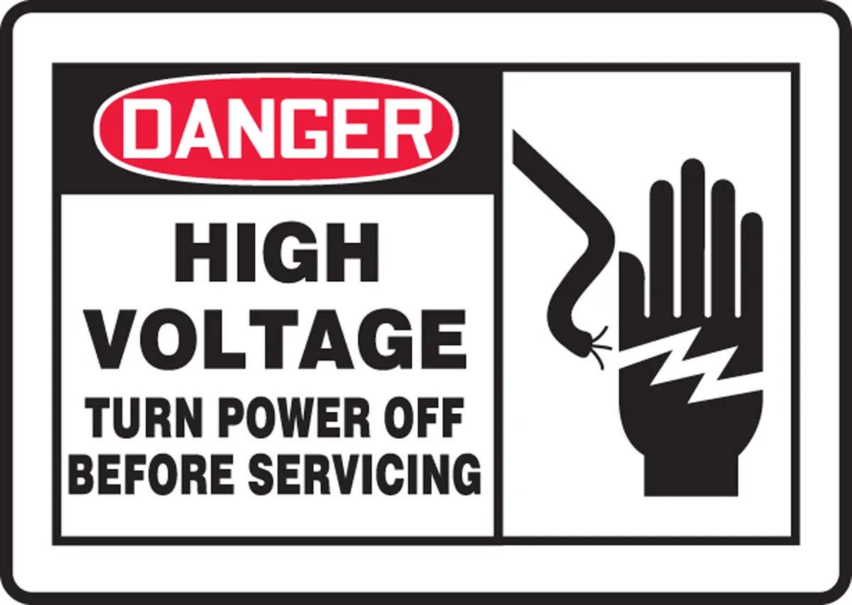 AccuformNMC MELC OSHA Danger Safety Sign, High Voltage, Turn Power Off Before Servicing
