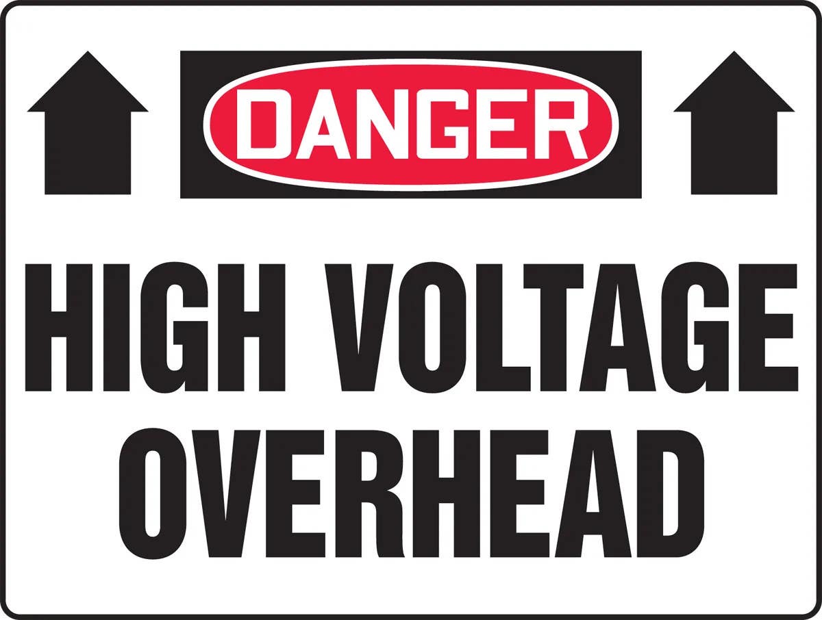 AccuformNMC MELC089 Really BigSign, OSHA Danger Safety Sign, High Voltage Overhead (Up Arrows), 24" H x 36" W