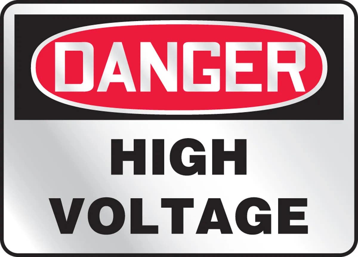AccuformNMC MELC114RV OSHA Danger Safety Sign, High Volatge, Reflective Sheet, 10" H x 14" W