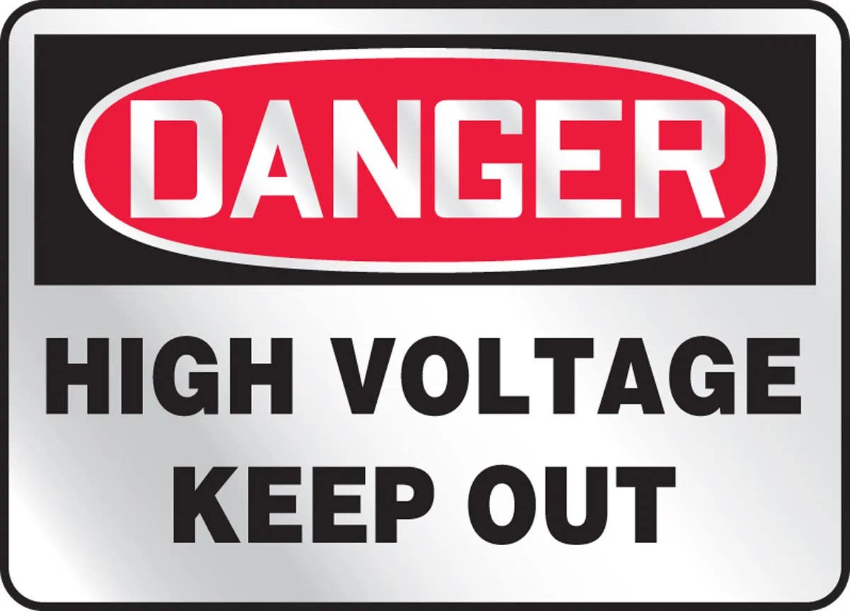 AccuformNMC MELC128RV OSHA Danger Safety Sign Reflective, High Voltage, Keep Out, Reflective Sheet, 10" H x 14" W