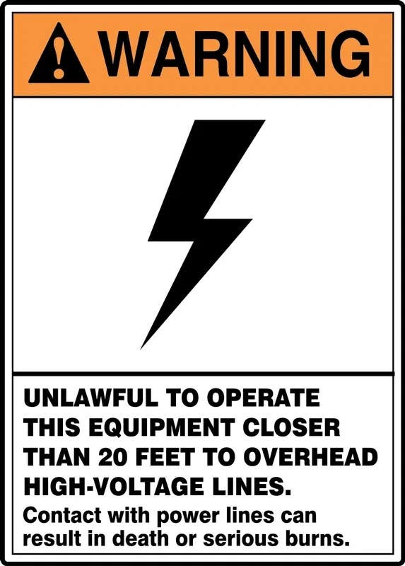 AccuformNMC MELC171 ANSI Warning Safety Sign, Unlawful To Operate This Equipment Closer Than 20 Feet..., 14" H x 10" W