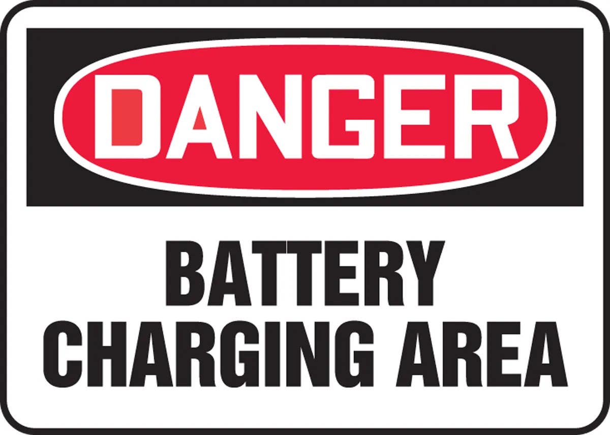 AccuformNMC MELC175 OSHA Danger Safety Sign, Battery Charging Area, 10" H x 14" W