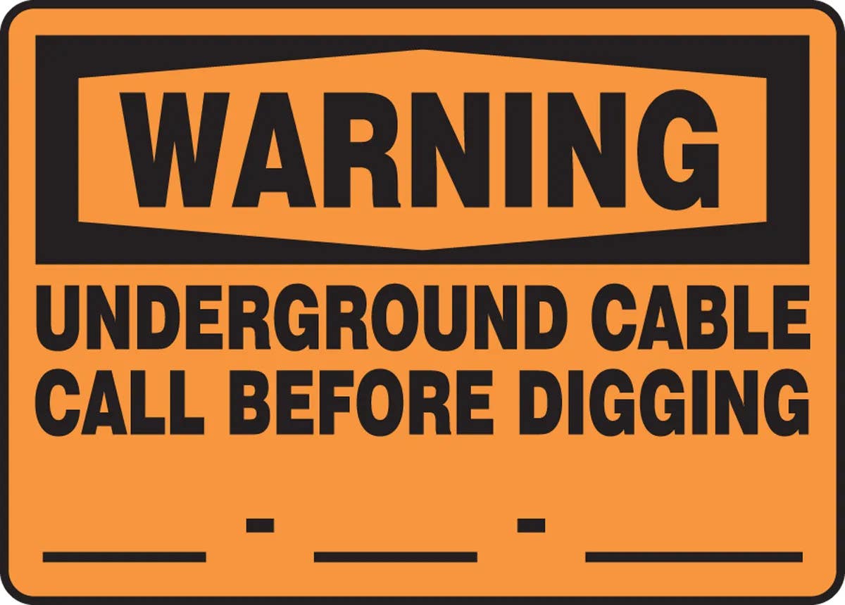 AccuformNMC MELC301 OSHA Warning Safety Sign, Underground Cable, Call Before Digging, 10" H x 14" W