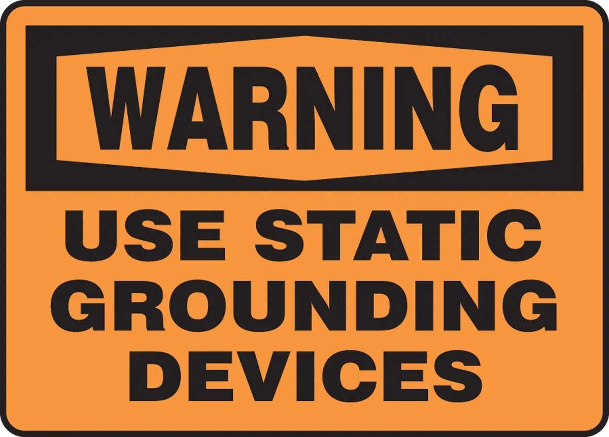 AccuformNMC MELC31 OSHA Warning Safety Sign, Use Static Grounding Device