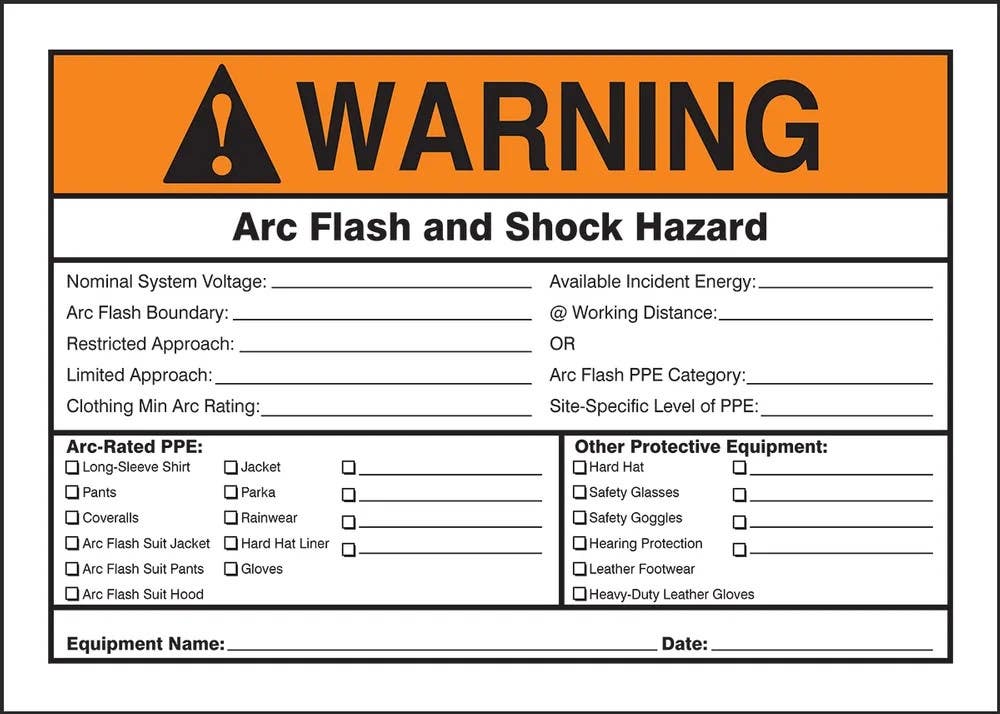 AccuformNMC MELC363 ANSI Warning Safety Sign, Arc Flash And Shock Hazard, 10" H x 14" W