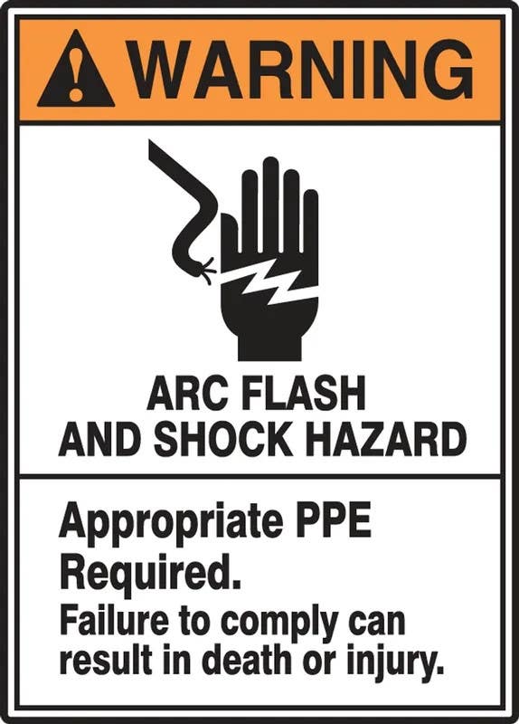 AccuformNMC MELC365 ANSI Warning Safety Sign, Arc Flash And Shock Hazard, Appropriate Ppe Required…, 14" H x 10" W