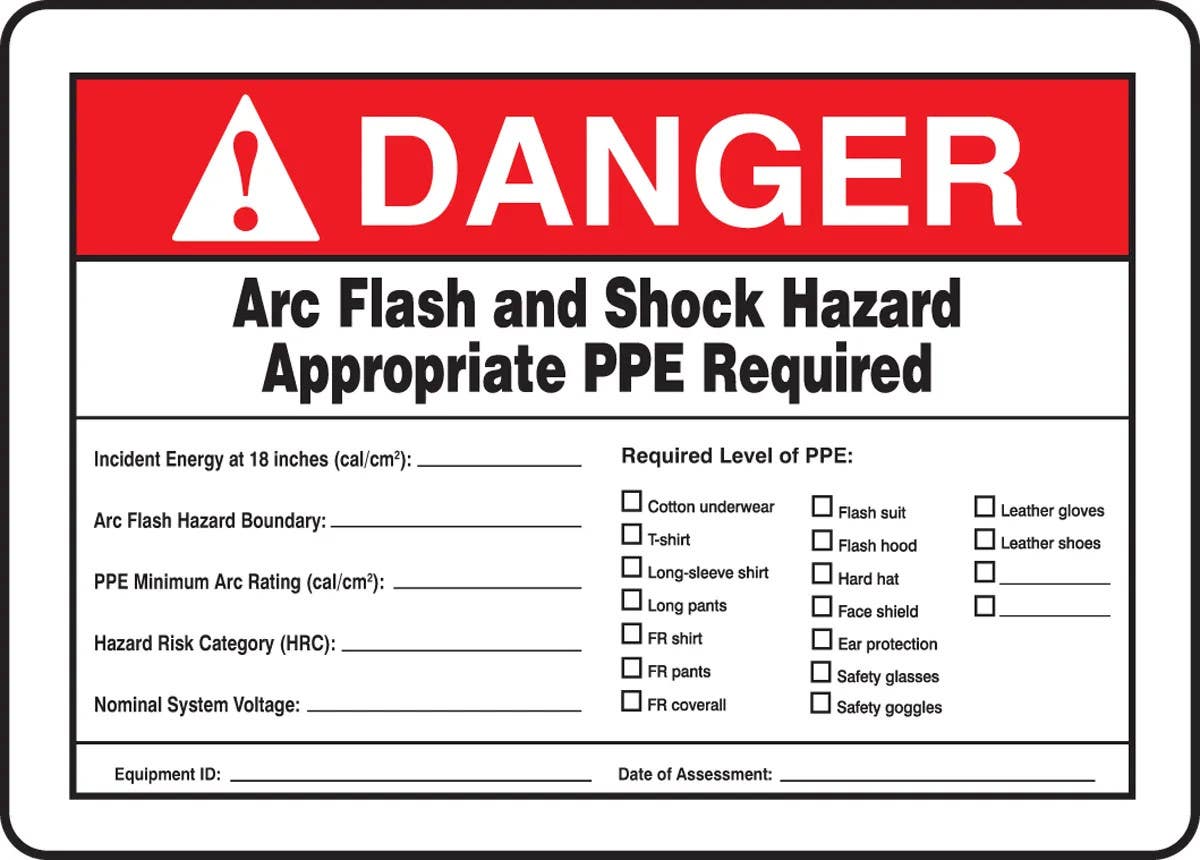 AccuformNMC MELC36 ANSI ISO Warning Safety Sign, Arc Flash And Shock Hazard, Appropriate PPE Required