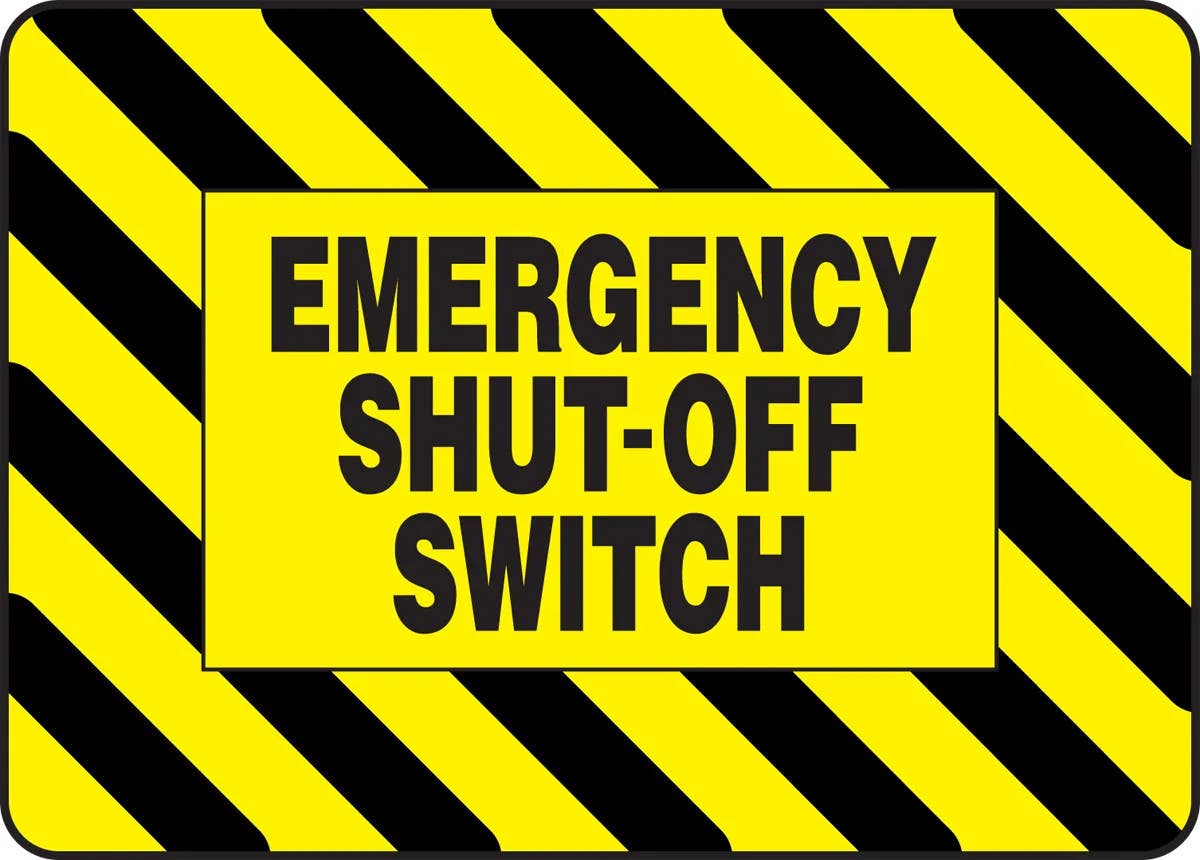 AccuformNMC MELC5 Safety Sign, Emergency Shut-Off Switch