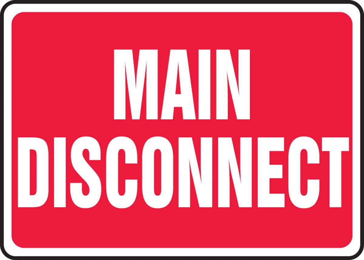 AccuformNMC MELC517 Safety Sign, Main Disconnect, 10" H x 14" W