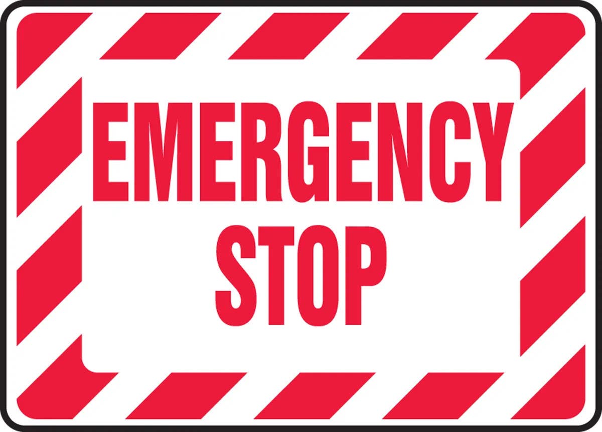 AccuformNMC MELC5 Safety Sign, Emergency Stop