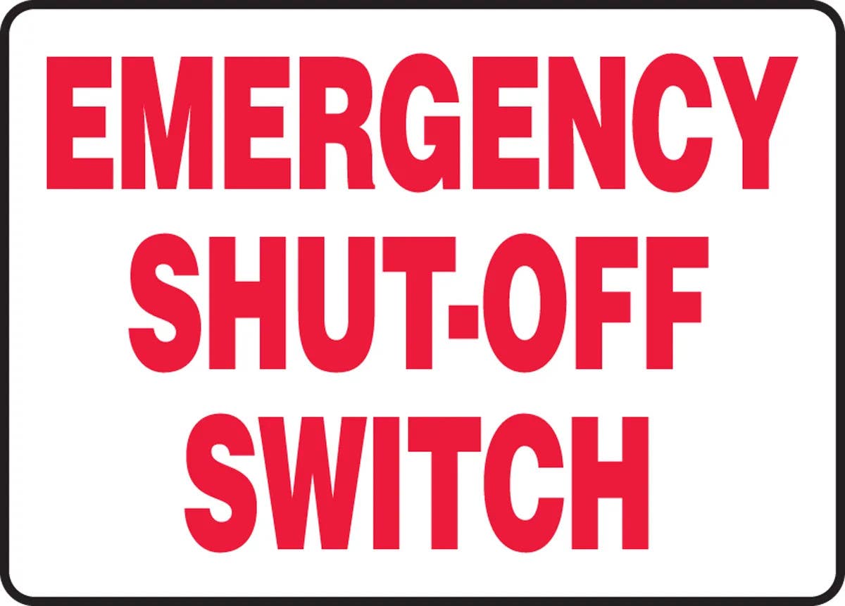 AccuformNMC MELC524 Electrical Sign, Emergency Shut-Off Switch, 10" H x 14" W