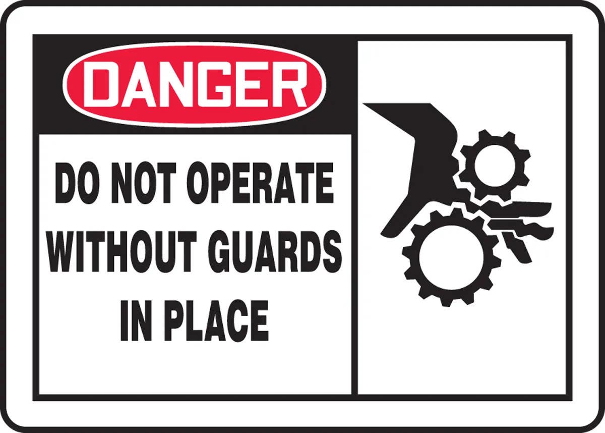 AccuformNMC MEQM02 OSHA Danger Safety Sign, Do Not Operate Without Guards In Place