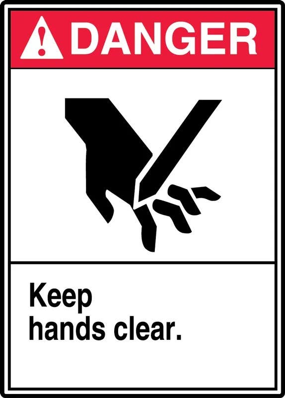 AccuformNMC MEQM028 ANSI Danger Safety Sign, Keep Hands Clear, 14" H x 10" W