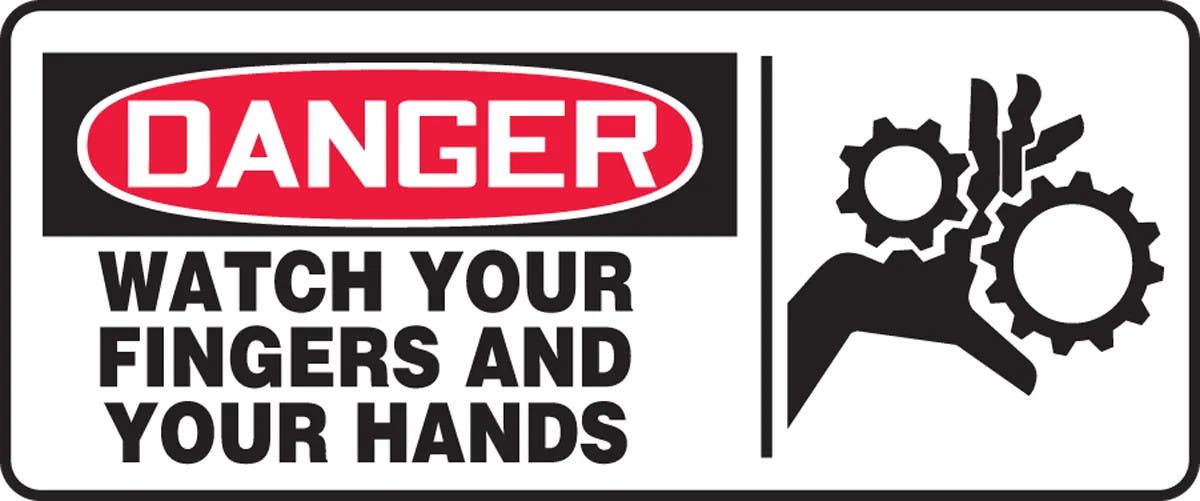 AccuformNMC MEQM029 OSHA Danger Safety Sign, Watch Your Fingers And Your Hands, 7" H x 17" W