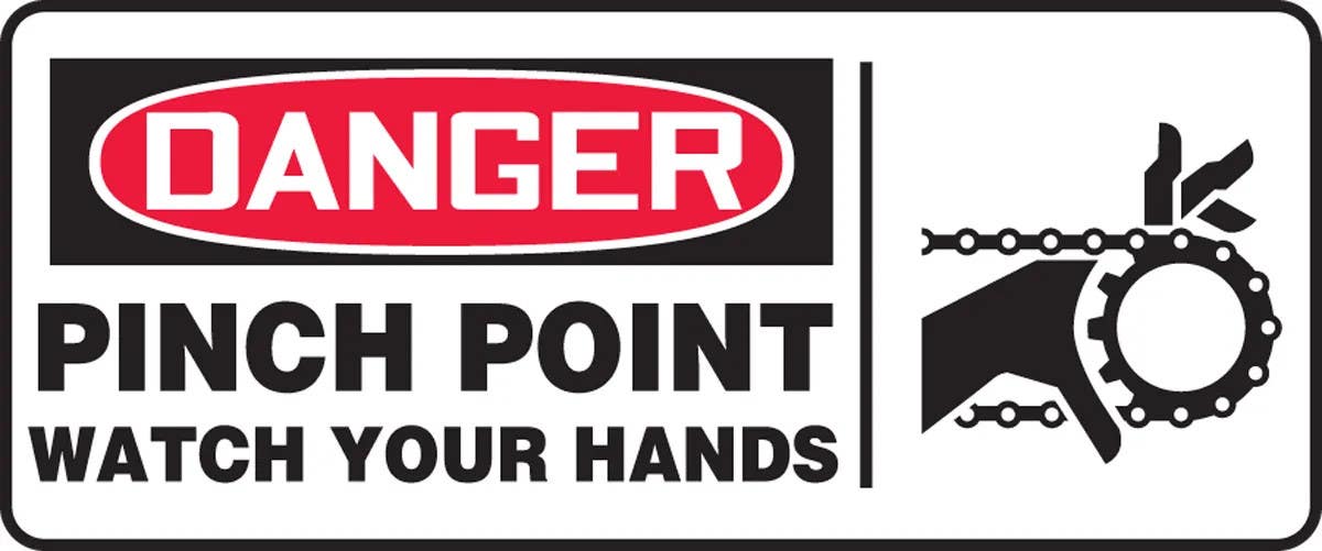 AccuformNMC MEQM038 OSHA Danger Safety Sign, Pinch Point, Watch Your Hands, 7" H x 17" W