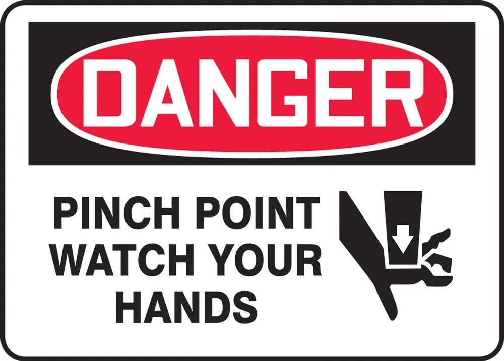 AccuformNMC MEQM069 OSHA Danger Safety Sign, Pinch Point, Watch Your Hands, 5" H x 7" W