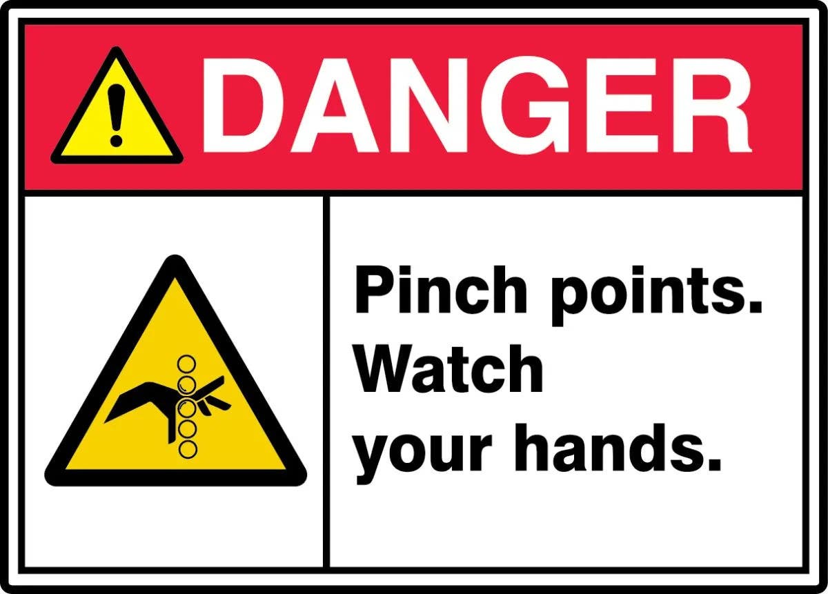 AccuformNMC MEQM ANSI ISO Danger Safety Sign, Pinch Points, Watch Your Hands.