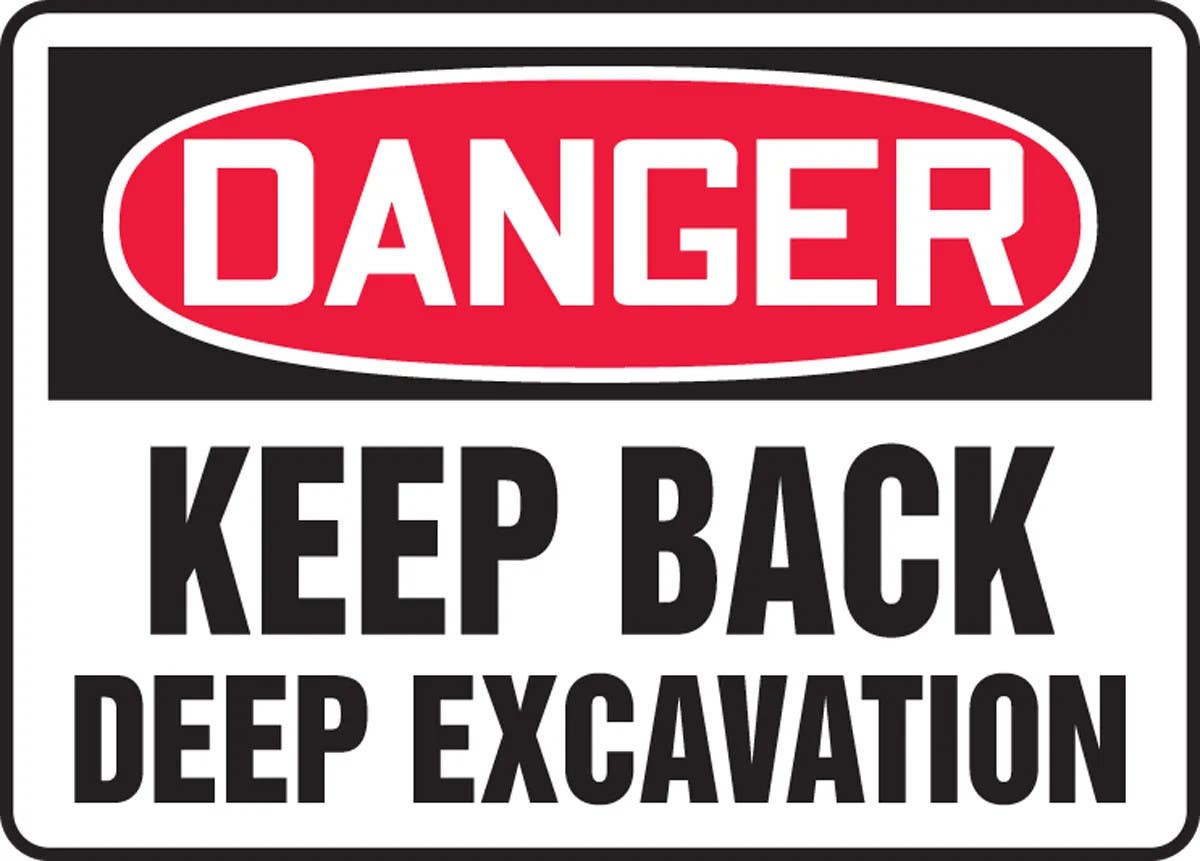 AccuformNMC MEQM110 OSHA Danger Safety Sign, Keep Back, Deep Excavation, 10" H x 14" W