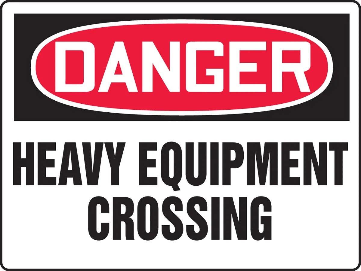AccuformNMC MEQM129 BigSign, OSHA Danger Safety Sign, Heavy Equipment Crossing, 24" H x 36" W