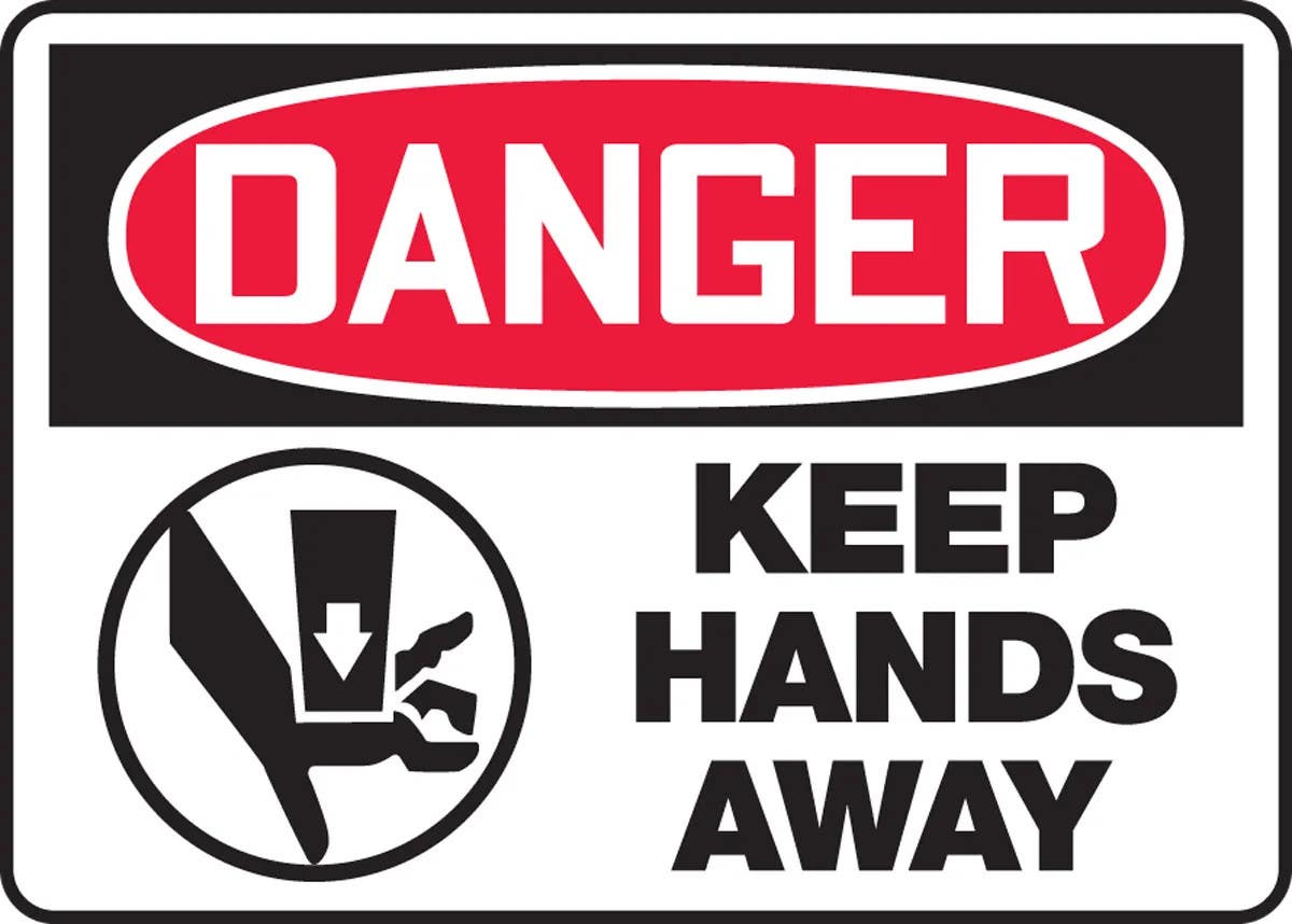 AccuformNMC MEQM137 OSHA Danger Safety Sign, Keep Hands Away, 10" H x 14" W