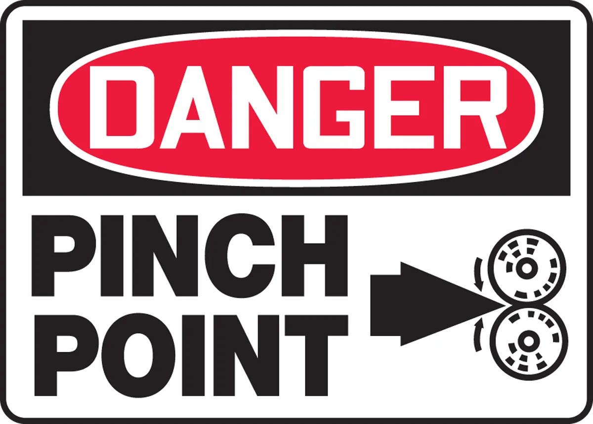 AccuformNMC MEQM143 OSHA Danger Safety Sign, Pinch Point, 10" H x 14" W