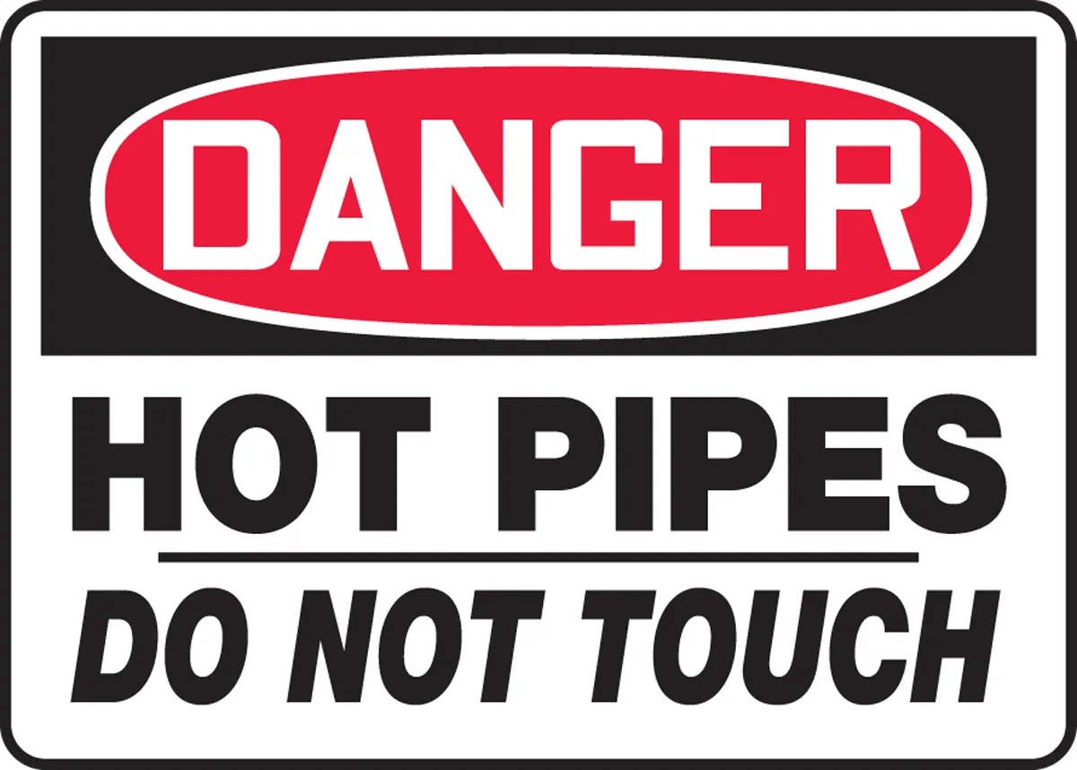AccuformNMC MEQM166 OSHA Danger Safety Sign, Hot Pipes, Do Not Touch, 10" H x 14" W