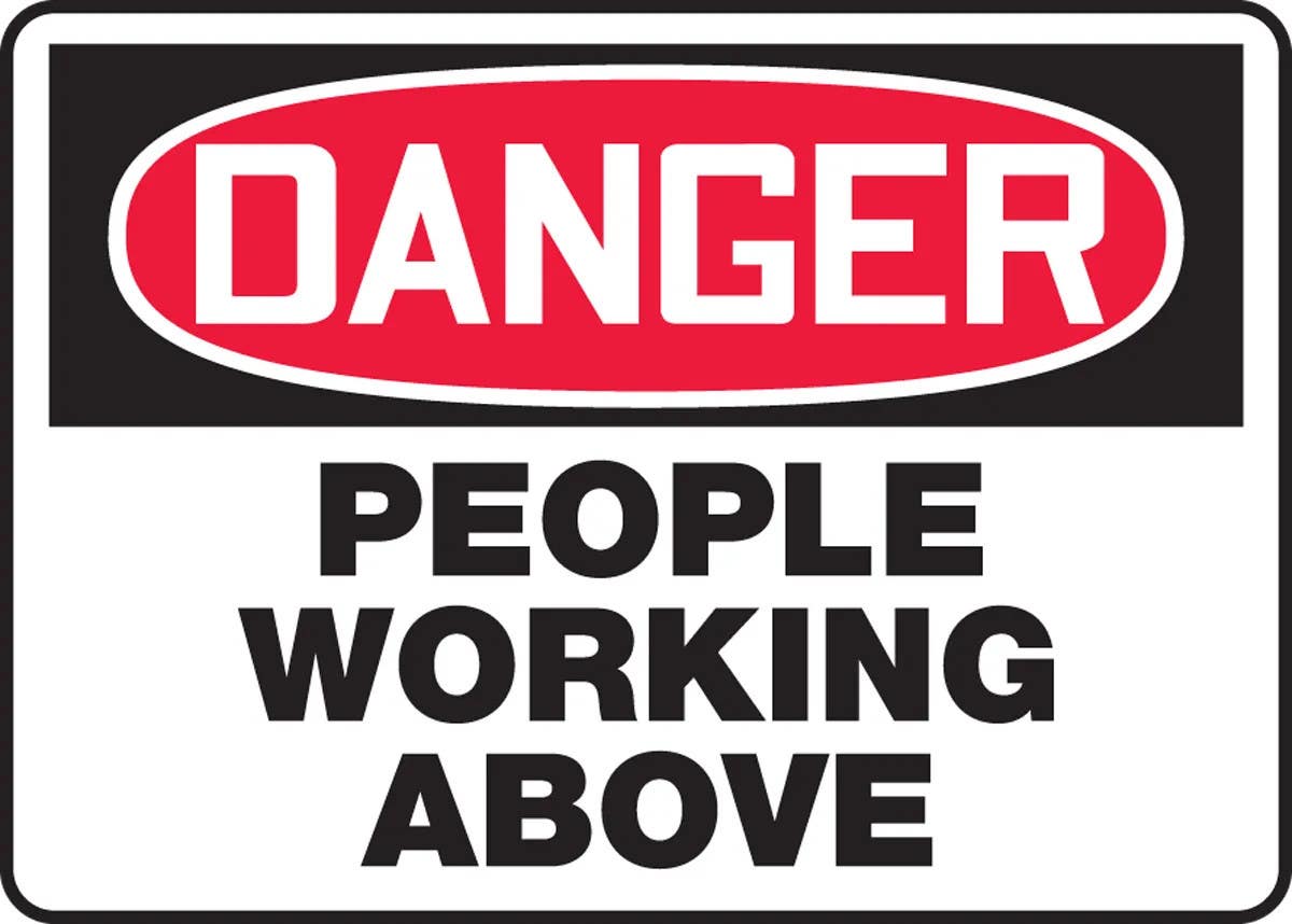 AccuformNMC MEQM172 OSHA Danger Safety Sign, People Working Above, 10" H x 14" W