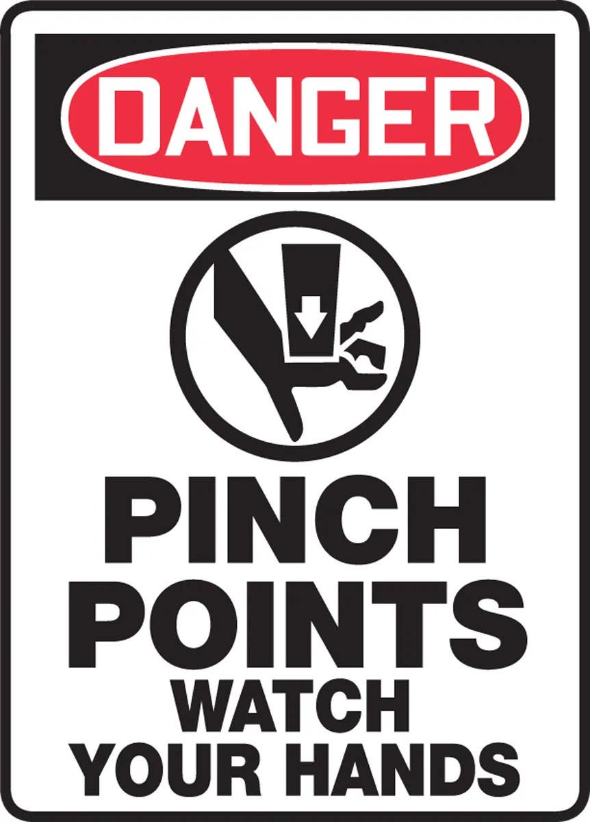 AccuformNMC MEQM175 OSHA Danger Safety Sign, Pinch Points, Watch Your Hands, 14" H x 10" W