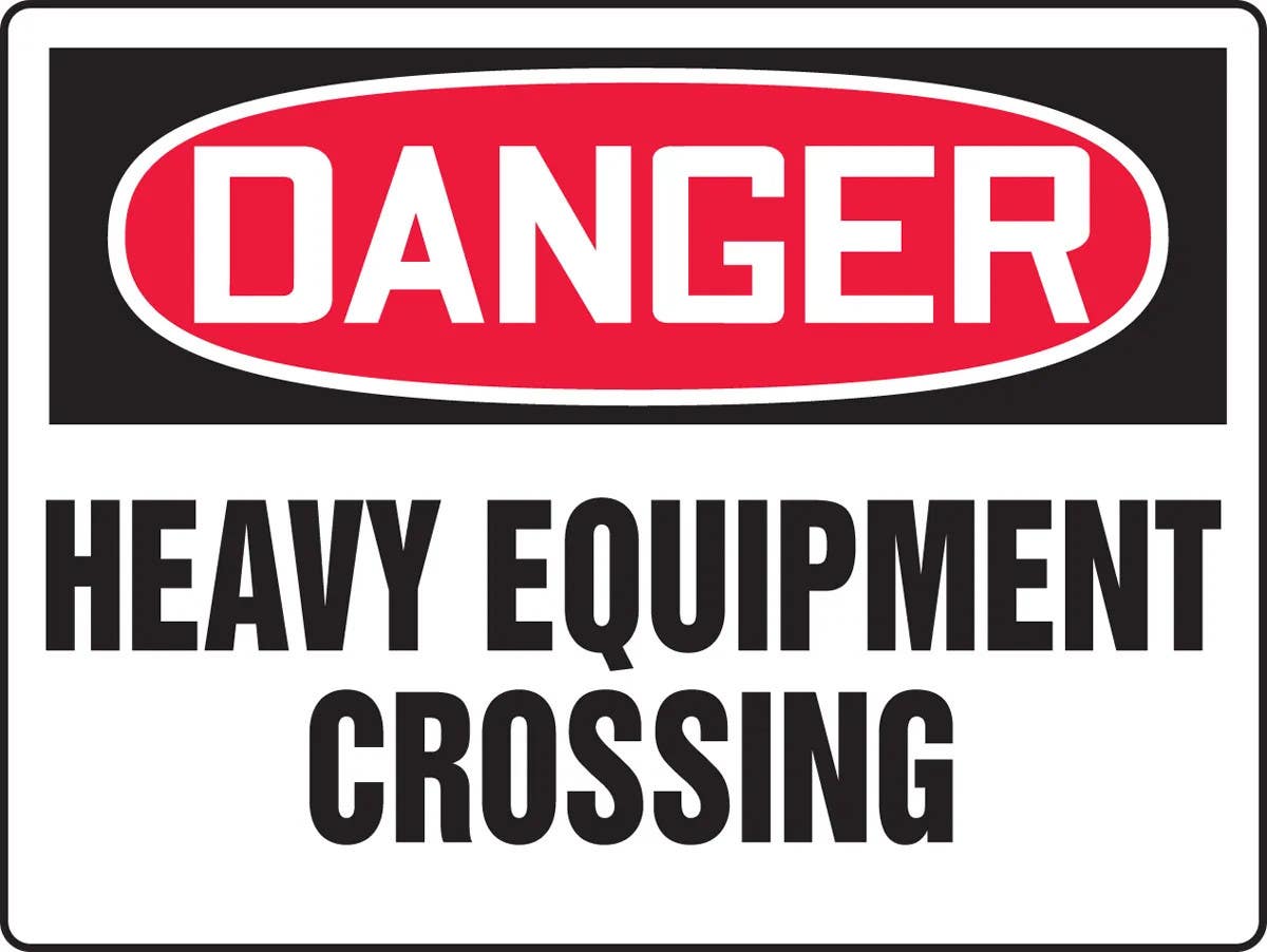 AccuformNMC MEQM177 BigSign, OSHA Danger Safety Sign, Heavy Equipment Crossing, 18" H x 24" W