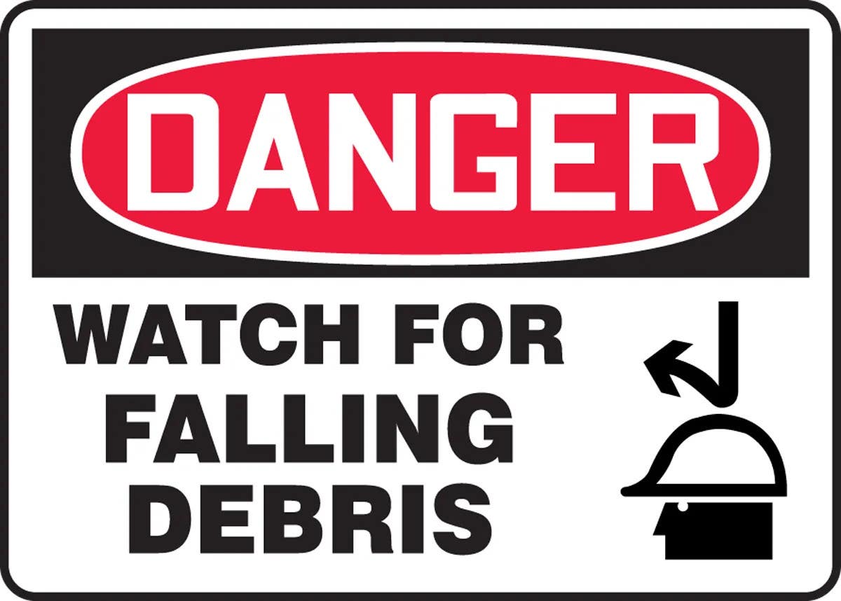 AccuformNMC MEQM OSHA Danger Safety Sign, Watch For Falling Debris