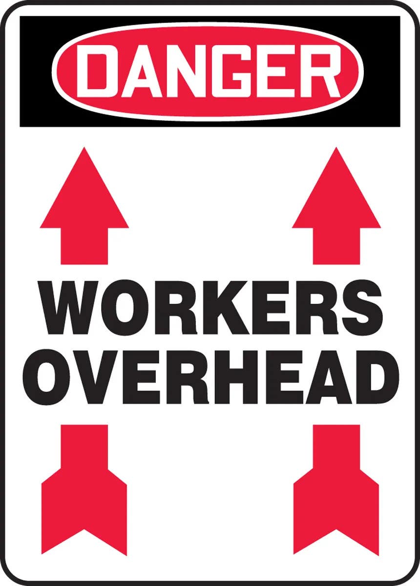 AccuformNMC MEQM OSHA Danger Safety Sign, Workers Overhead