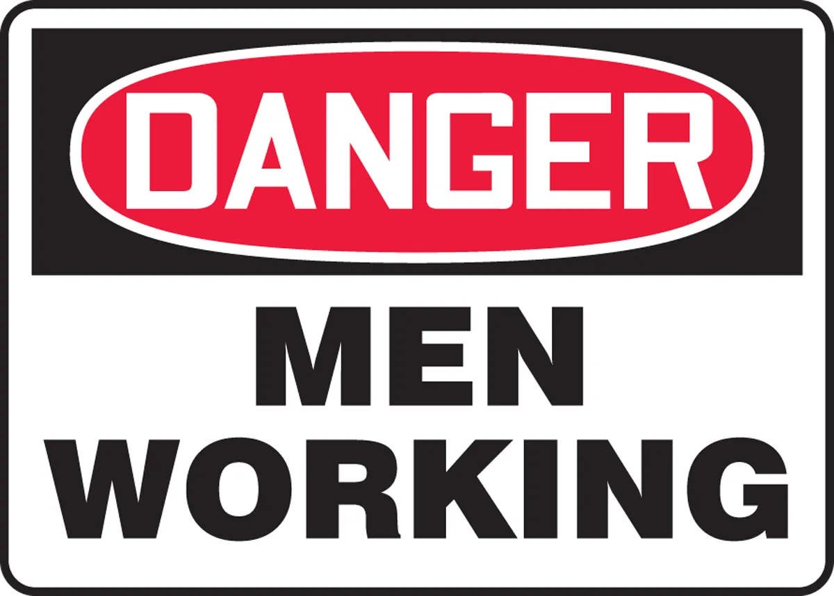 AccuformNMC MEQM186 OSHA Danger Safety Sign, Men Working, 10" H x 14" W