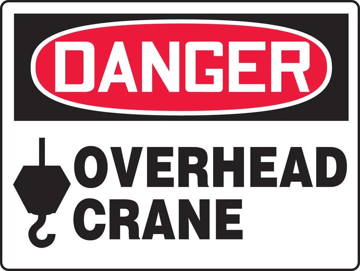 AccuformNMC MEQM200 BigSign, OSHA Danger Safety Sign, Overhead Crane, 24" H x 36" W