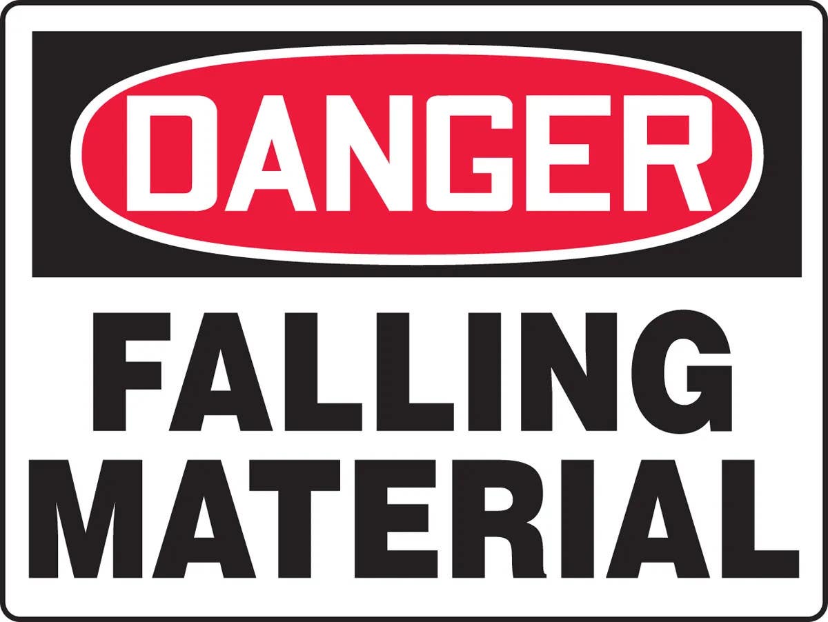 AccuformNMC MEQM212 BigSign, OSHA Danger Safety Sign, Falling Material, 18" H x 24" W