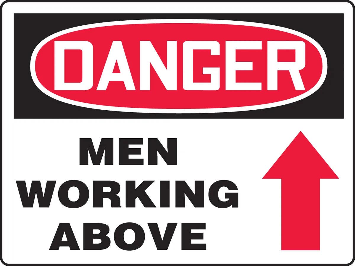 AccuformNMC MEQM226 BigSign, OSHA Danger Safety Sign, Men Working Above, 24" H x 36" W