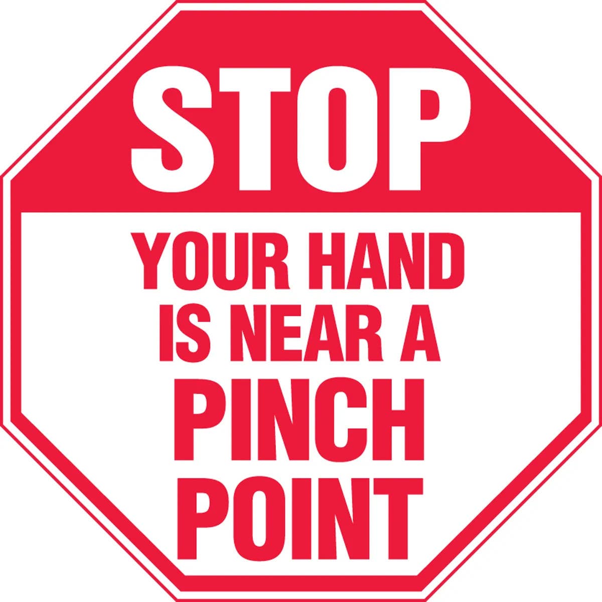 AccuformNMC MEQM909 Stop Safety Sign, Your Hand Is Near A Pinch Point, 12" x 12"