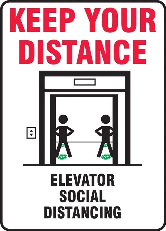 AccuformNMC MEQM93 Safety Sign, Keep Your Distance Elevator Social Distancing