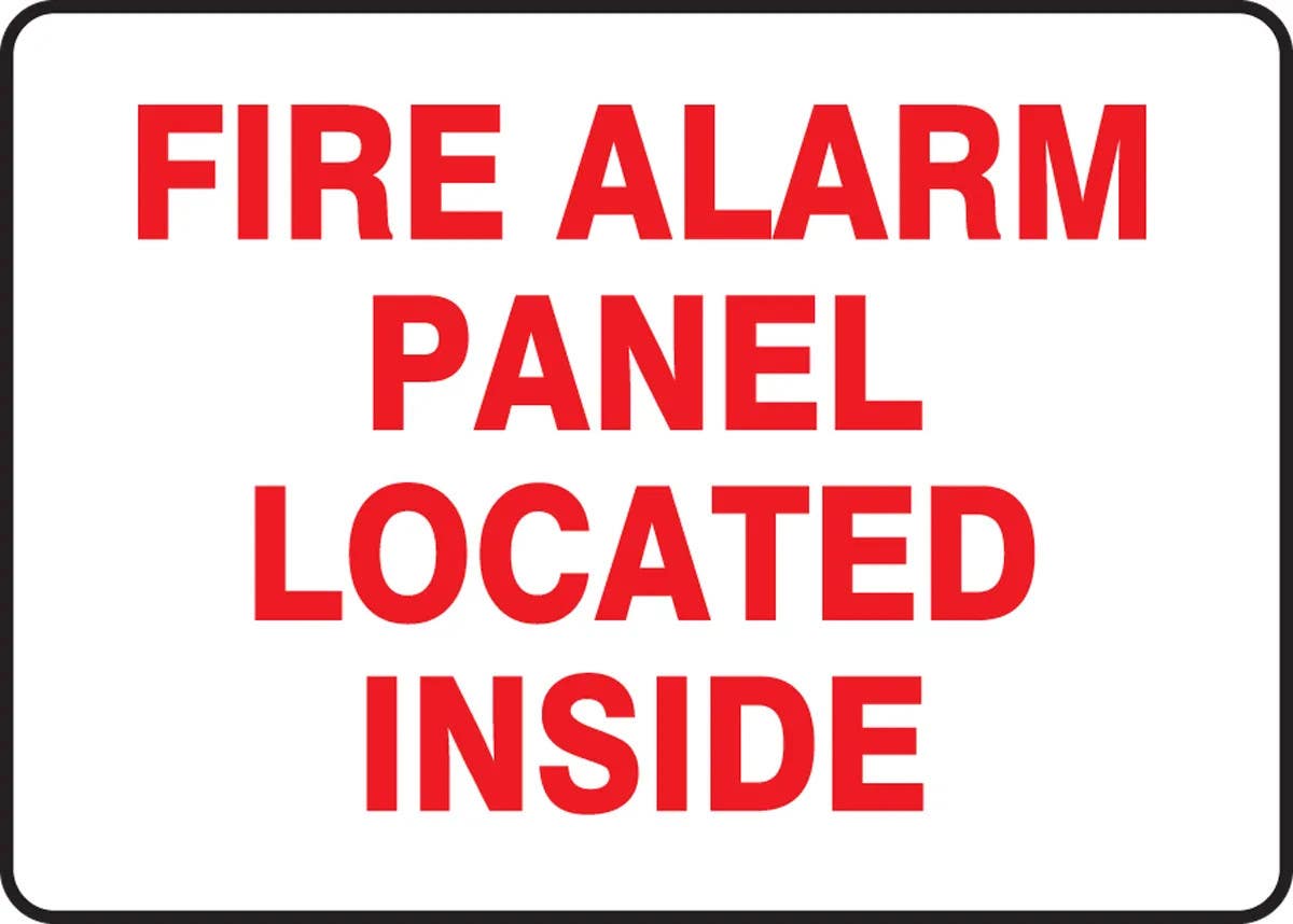 AccuformNMC MEXG5 Safety Sign, Fire Alarm Panel Located Inside