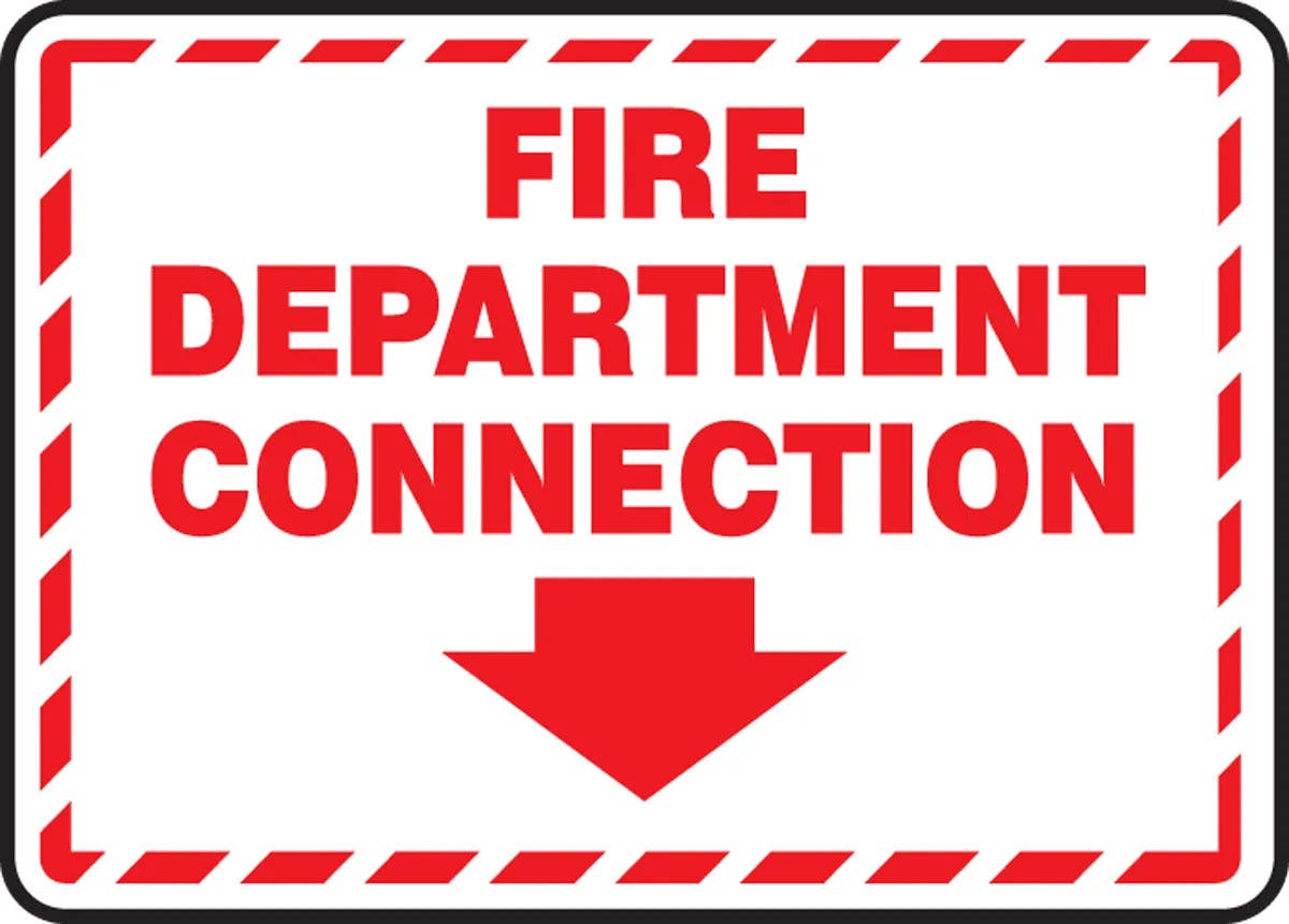 AccuformNMC MEXG54 Fire Safety Sign, Fire Department Connection (Border And Arrow)