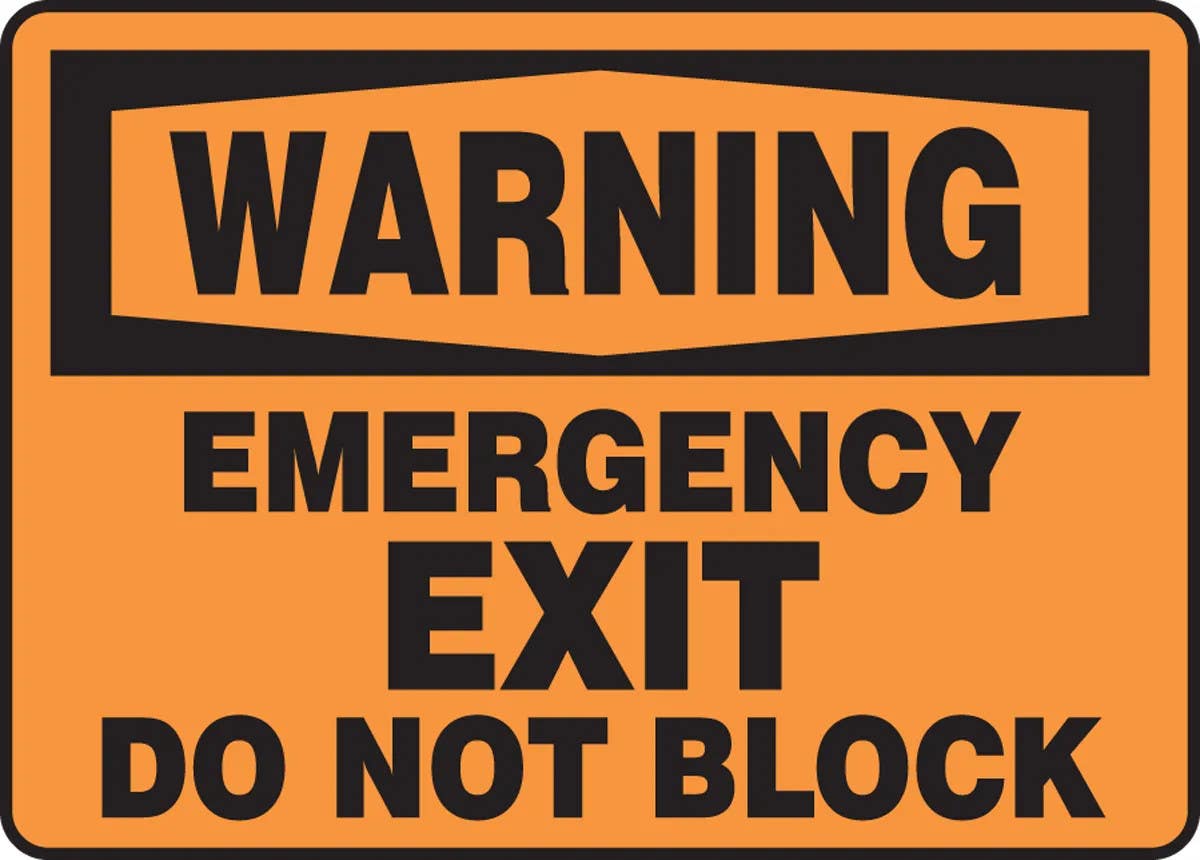 AccuformNMC MEXT313 OSHA Warning Safety Sign, Emergency Exit, Do Not Block, 10" H x 14" W