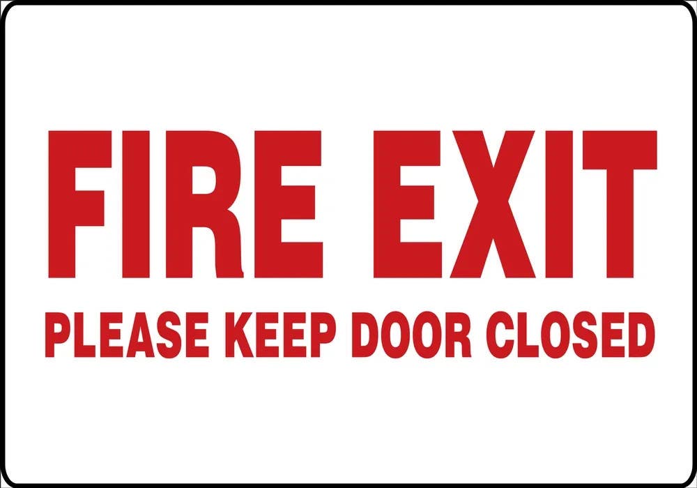 AccuformNMC MEXT40 Safety Sign, Fire Exit, Please Keep Door Closed