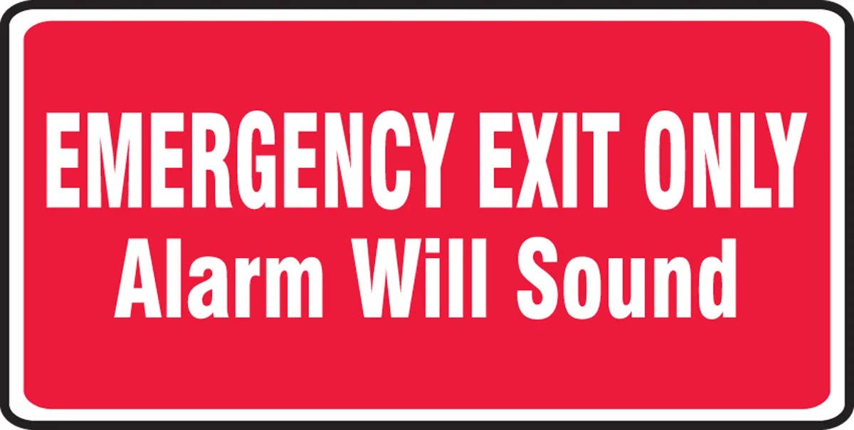 AccuformNMC MEXT512 Safety Sign, Emergency Exit Only, Alarm Will Sound, 7" H x 14" W