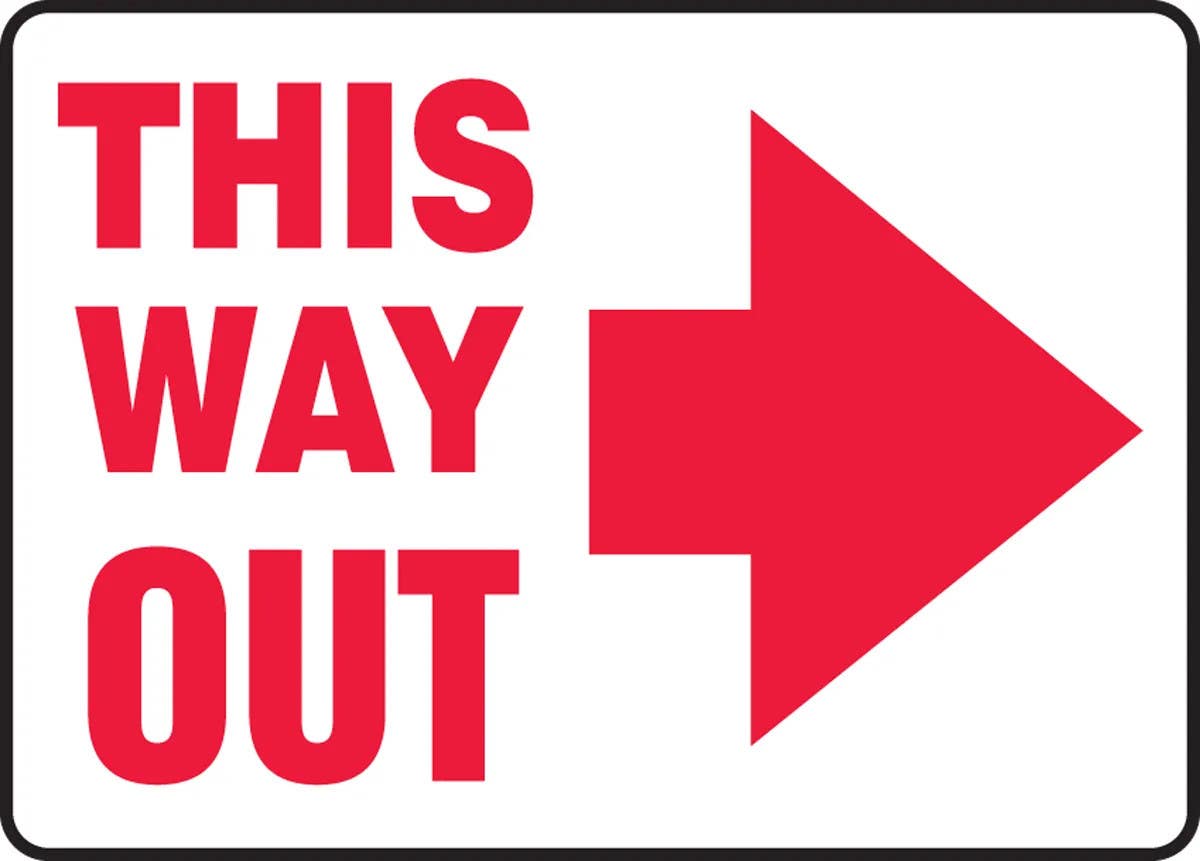 AccuformNMC MEXT529 Safety Sign, This Way Out (Right Arrow), 10" H x 14" W