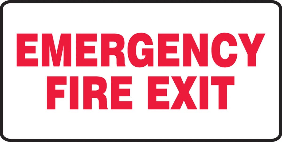AccuformNMC MEXT531 Safety Sign, Emergency Fire Exit, 7" H x 14" W