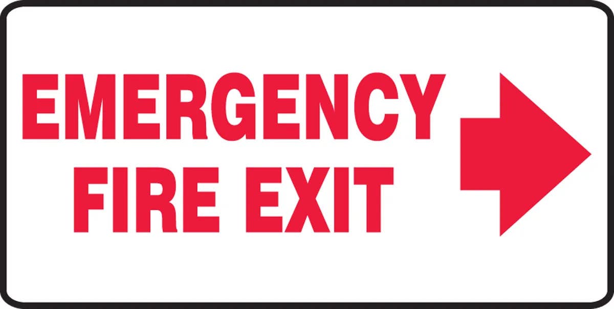 AccuformNMC MEXT53 Safety Sign, Emergency Fire Exit, 7" H x 14" W