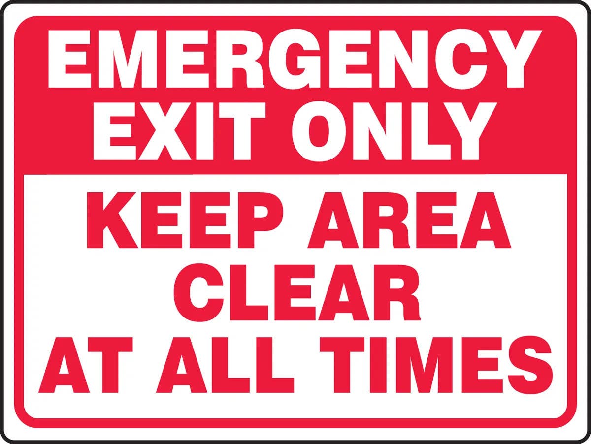 AccuformNMC MEXT550 Safety Sign, Emergency Exit Only, Keep Area Clear At All Times, 18" H x 24" W