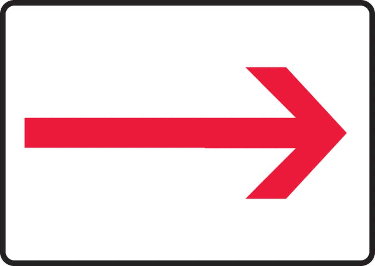 AccuformNMC MEXT5 Safety Sign, Red Arrow (Right)